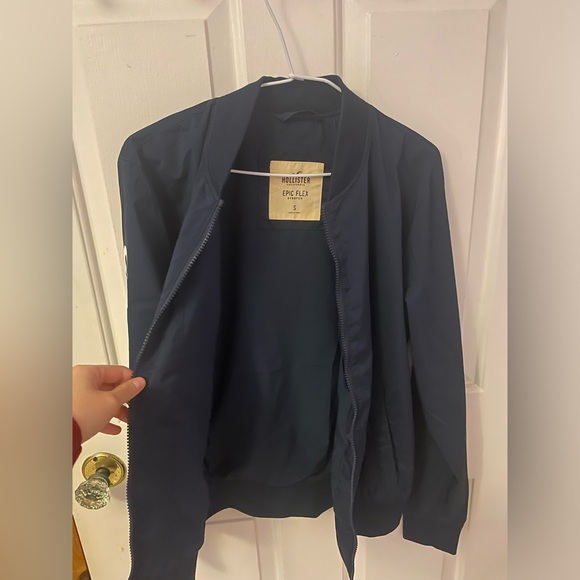 (3/$10) Hollister Men’s Bomber Epic Flex Stretch Navy Logo Jacket - Size S - Picture 3 of 8